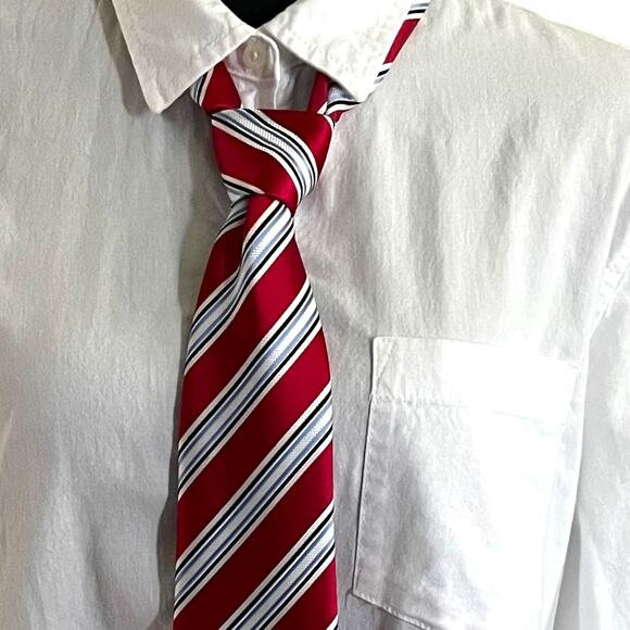 3x15 Men's Black, White, Blue Striped Tie - Picture 6 of 6